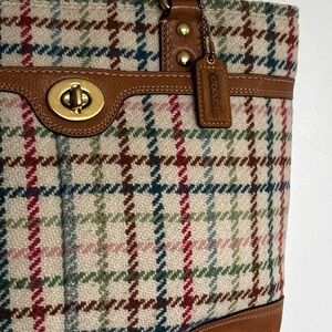 Coach Plaid wool/leather tote